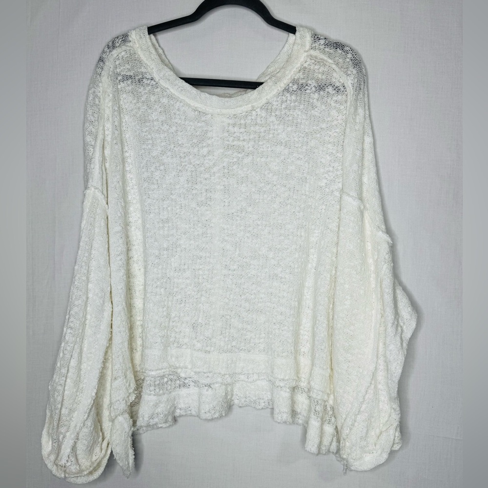 We The Free Womens Island Girl Sweater White‎ L Oversized Boho Festival Beachy - Picture 2 of 16